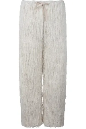 DARKPARK Femme, Pantalons, Blanc, Taille: 36 FR Pantalon à Franges et Taille Haute