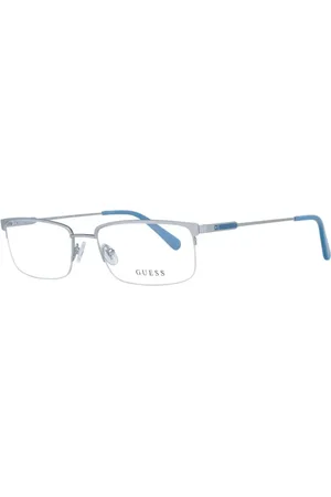 Guess Homme, Accessoires, Gris, Taille: ONE Size Montures Optiques Rectangulaires Demi-Cerclées Argent