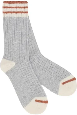 Brunello Cucinelli Homme, Sous-vêtements, Gris, Taille: S Chaussettes en Cachemire Côtelé de Luxe
