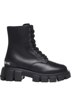 Moschino Femme, Chaussures, Noir, Taille: 36 EU Bottes en cuir avec semelle en caoutchouc