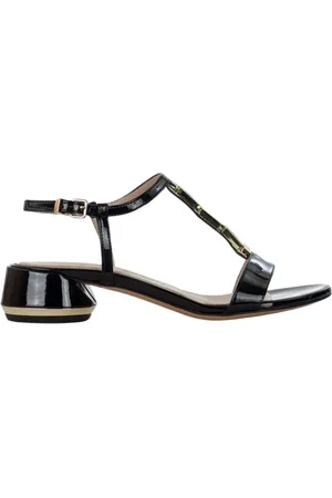 Albano Femme, Chaussures, Noir, Taille: 38 EU Sandales noires en cuir avec détail en pierre