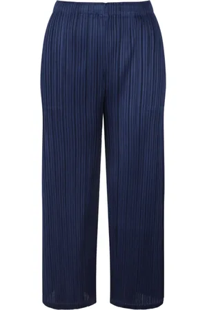 Issey Miyake Femme, Pantalons, Bleu, Taille: 42 FR Pantalon Large Plissé Couleurs Février