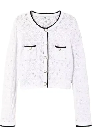 Twin-Set Femme, Pulls, Blanc, Taille: 42 FR Cardigan en coton à motif avec élastique