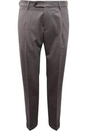 Berwich Homme, Pantalons, Gris, Taille: L Pantalon en mélange de laine Retro Long