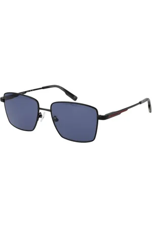 Hackett Homme, Accessoires, Noir, Taille: ONE Size Lunettes de Soleil Noires à Monture Métallique Rectangulaire