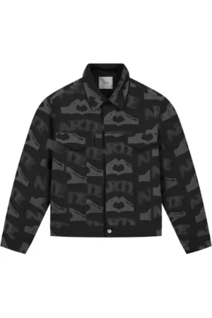 Arte Antwerp Homme, Vestes, Noir, Taille: L Veste Noire Casual avec Imprimé Cœur