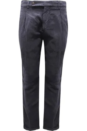 Berwich Homme, Pantalons, Bleu, Taille: M Pantalon Vintage en Lyocell/Lin avec Taille Élastique
