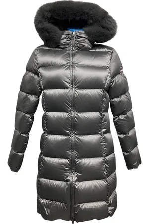 Colmar Femme, Manteaux, Gris, Taille: 42 FR Doudoune grise perle foncé mi-longue avec bordure en fourrure