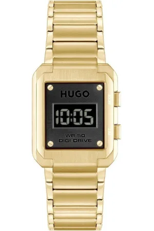 HUGO BOSS Homme, Accessoires, Jaune, Taille: ONE Size Montre Numérique en Acier Inoxydable Doré