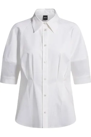 HUGO BOSS Femme, Blouses et Chemises, Blanc, Taille: 44 FR Chemisier Blanc avec Coupe Moderne