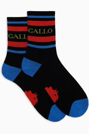 Gallo Unisex, Sous-vêtements, Multicolore, Taille: M Chaussettes courtes en coton éponge noir à rayures et inscription unisexe