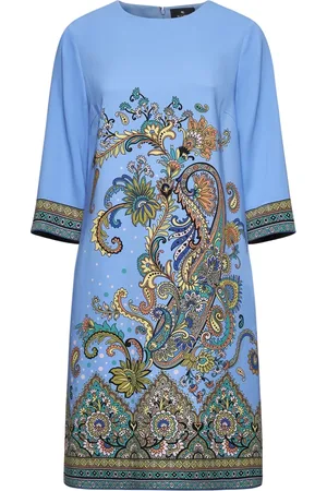 Etro Femme, Robes, Multicolore, Taille: 38 FR Robe Midi Imprimée Paisley Floral Bleue