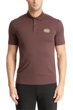 EA7 Homme, Tops, Brun, Taille: M Polo à boutons-pression avec logo