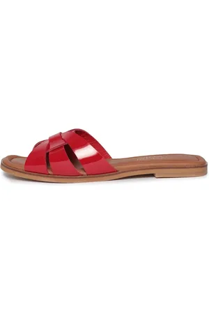 CESARE GASPARI Femme, Chaussures, Rouge, Taille: 37 EU Sandales à Talon Bloc en Cuir Rouge