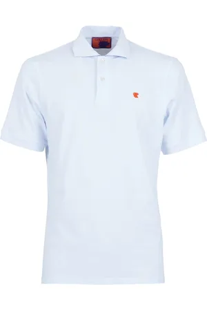 Gallo Homme, Tops, Bleu, Taille: 2XL Polo en coton blanc uni pour homme avec sous-col multicolore