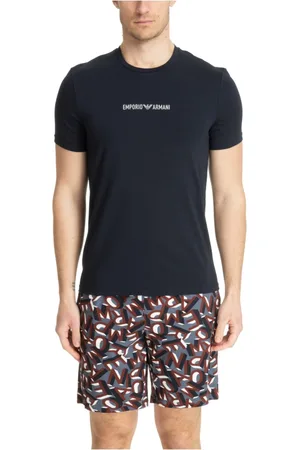 Emporio Armani Homme, Vêtements de nuit et de détente, Bleu, Taille: M Ensemble pyjama avec logo et poches