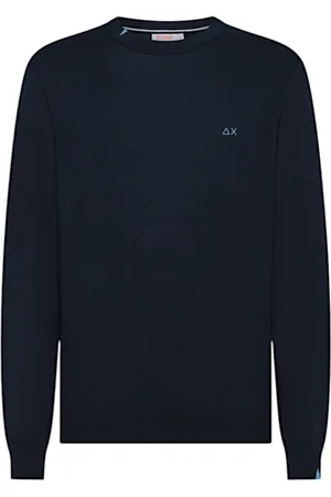 sun68 Homme, Sweatshirts et sweats à capuche, Bleu, Taille: XL Pull en Laine avec Logo pour Homme