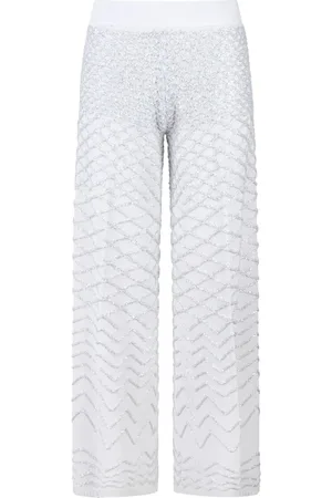CIRCUS HOTEL Femme, Pantalons, Blanc, Taille: 40 FR Pantalon Flare à Paillettes