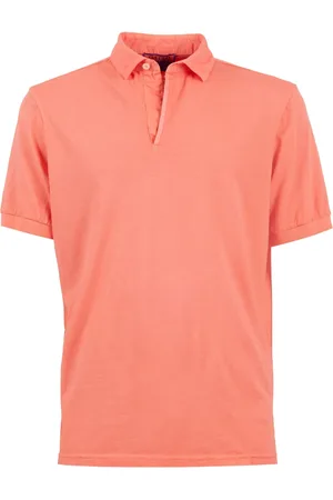 Gallo Homme, Tops, Rose, Taille: M Polo en coton rose teinté pour homme avec tampon rond
