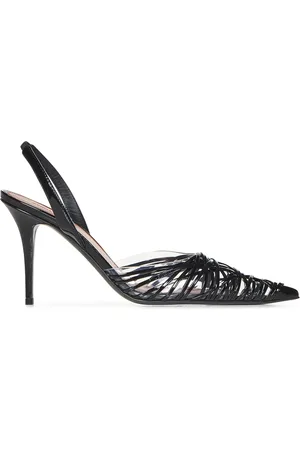 Amina Muaddi Femme, Chaussures, Noir, Taille: 36 EU Talons aiguilles en cuir noir