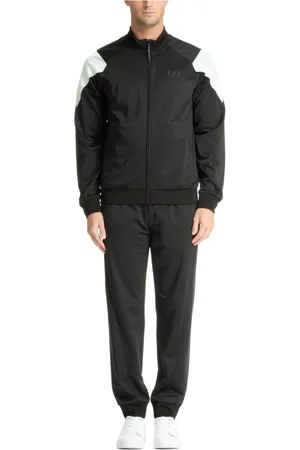 EA7 Homme, Sport, Noir, Taille: M Ensemble de Survêtement Uni avec Cordon et Fermeture Éclair