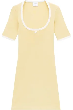 Courrèges Femme, Robes, Jaune, Taille: 40 FR Robe Contrastée Holistique Jaune