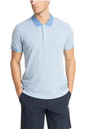 EA7 Homme, Tops, Bleu, Taille: L Polo Uni avec Détail Logo