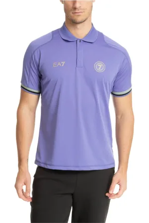EA7 Homme, Tops, Violet, Taille: M Polo Uni avec Détail Logo