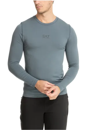 EA7 Homme, Tops, Gris, Taille: M T-shirt à Manches Longues avec Logo