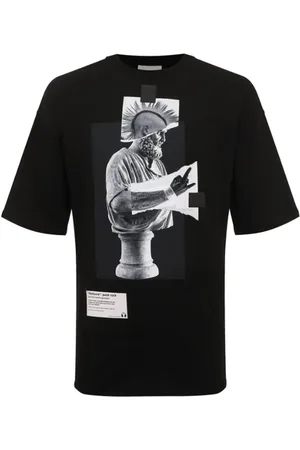 DIEGO VENTURINO Homme, Tops, Noir, Taille: M T-shirt noir avec impression frontale