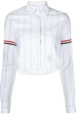 Thom Browne Femme, Blouses et Chemises, Blanc, Taille: 36 FR Chemise Rayée Courte