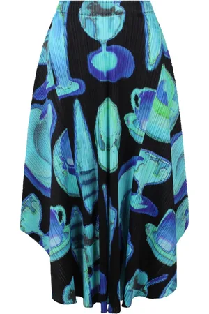 Issey Miyake Femme, Jupes, Bleu, Taille: 42 FR Jupe Midi Plissée Aliments Thermiques