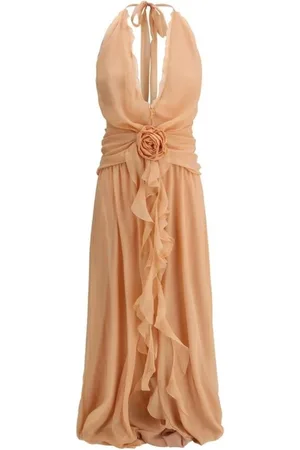BLUMARINE Femme, Robes, , Taille: 38 FR Robe Longue Florale à Col Halterneck Éthérée