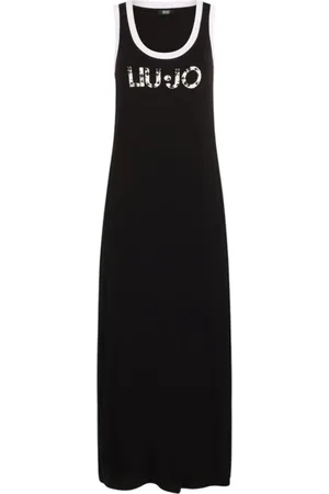Liu Jo Femme, Robes, Noir, Taille: 42 FR Robe longue en jersey de viscose avec logo imprimé