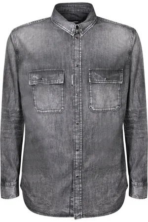 Dsquared2 Homme, Chemises, Gris, Taille: XL Chemises en Denim Fabriquées en Italie