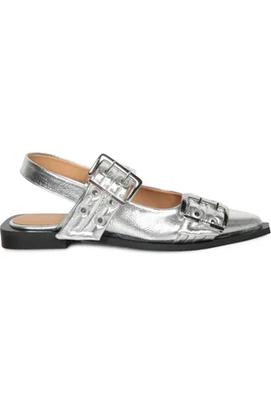 Ganni Femme, Chaussures, Gris, Taille: 37 EU Sandales Métalliques pour Femmes