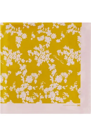 Elisabetta Franchi Femme, Accessoires, Jaune, Taille: ONE Size Foulard en Soie Florale