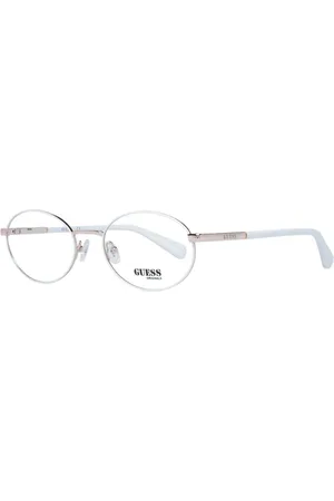 Guess Unisex, Accessoires, Blanc, Taille: ONE Size Montures optiques ovales en métal blanc