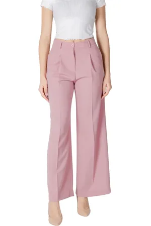 Liu Jo Femme, Pantalons, Rose, Taille: 34 FR Pantalon Palazzo Flare Rose avec Détail Charme