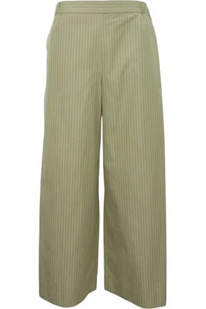 Max Mara Femme, Pantalons, Vert, Taille: 38 FR Pantalon large en coton à rayures