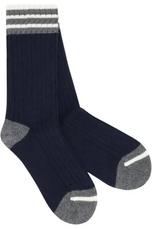 Brunello Cucinelli Homme, Sous-vêtements, Noir, Taille: L Chaussettes en Cachemire Côtelé de Luxe