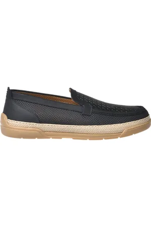 BALDININI Homme, Chaussures, Bleu, Taille: 42 1/2 EU Loafer in perforated nubuck and weave print