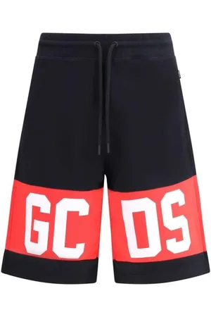 GCDS Homme, Shorts, Noir, Taille: S Shorts en Coton avec Bandes Monogramme
