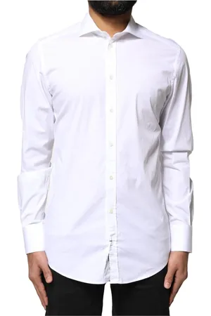 Dolce & Gabbana Homme, Chemises, Blanc, Taille: M Chemise Blanche en Coton Doré