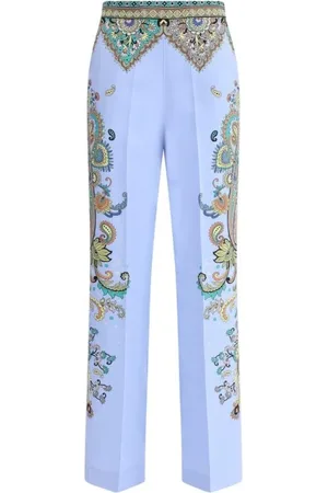 Etro Femme, Pantalons, Bleu, Taille: 40 FR Pantalon Large à Motif Paisley
