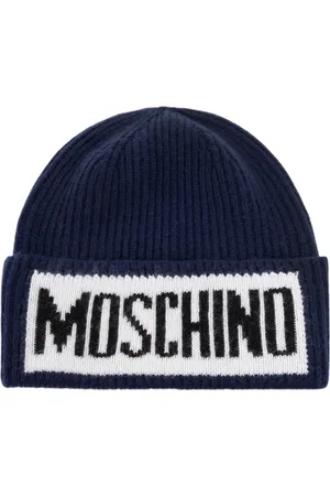 Moschino Homme, Accessoires, Bleu, Taille: ONE Size Bonnet en laine tricotée