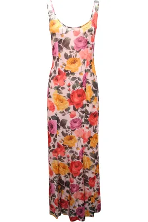 Blugirl Femme, Robes, Multicolore, Taille: 36 FR Robe en Soie aux Roses Colorées
