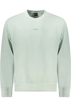 HUGO BOSS Homme, Sweatshirts et sweats à capuche, Vert, Taille: M Pull en coton brossé avec logo