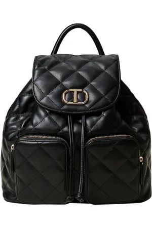 Twin-Set Femme, Sacs, Noir, Taille: ONE Size Sac à Dos Matelassé Noir avec Détails Dorés