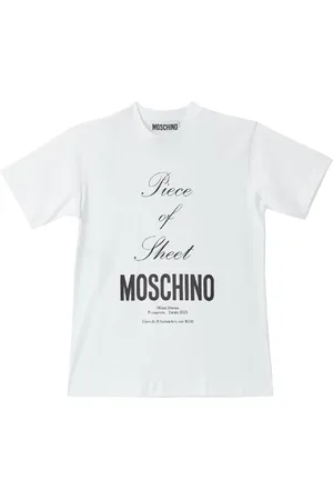 Moschino Femme, Tops, Blanc, Taille: 40 FR T-shirt en Coton à Imprimé Graphique en Blanc
